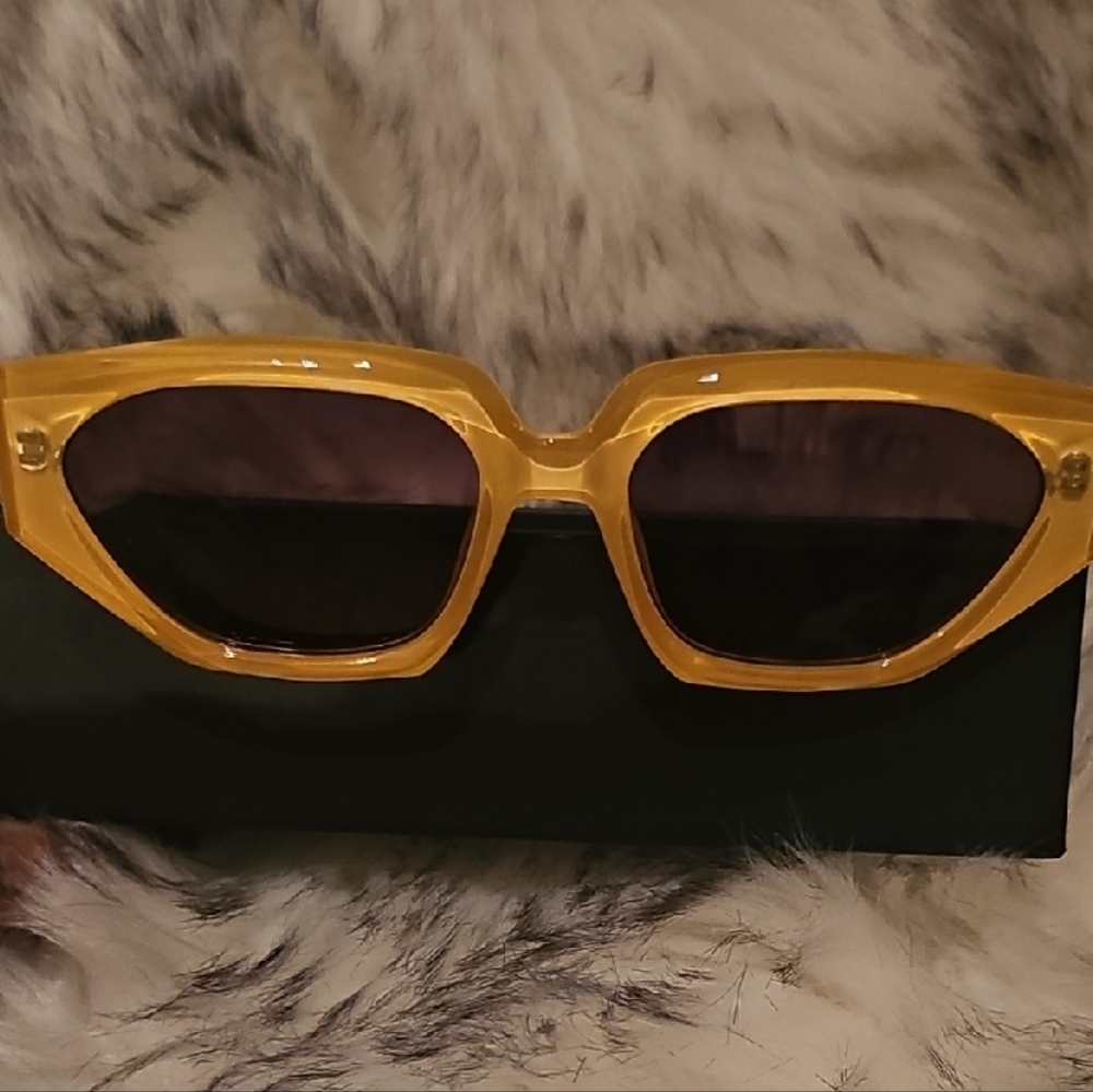 Le Specs Sunny Yellow Sunglasses With IVORY INSIDE